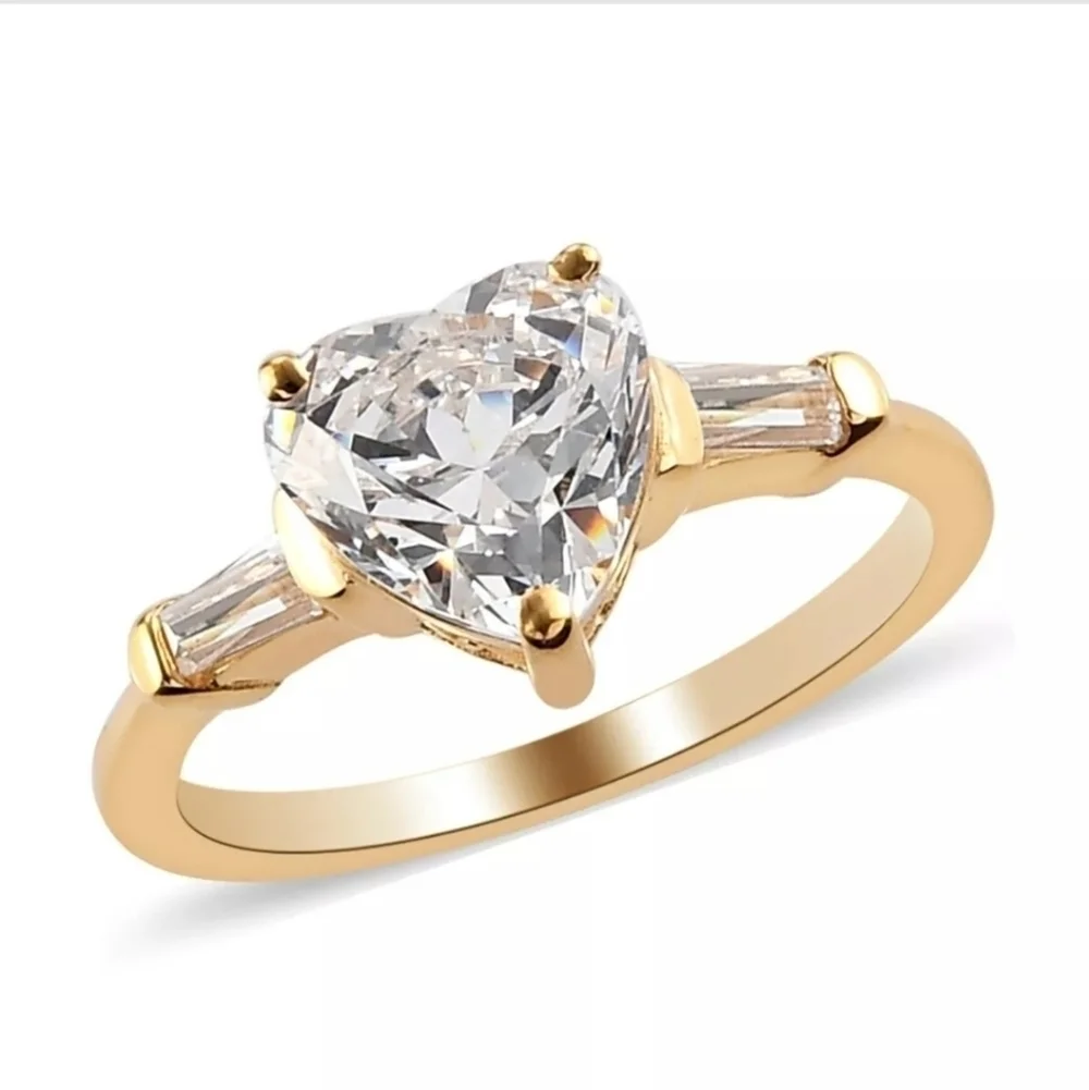 Swarovski Zirconia Heart Vermeil YG Over Sterling Silver
